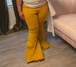 Mustard Mineral Washed Bell Bottom Pants